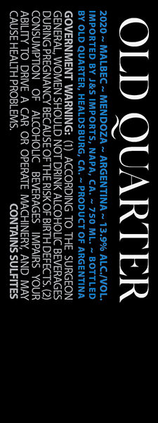 Old Quarter 2020 Malbec Mendoza, Argentina