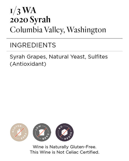 1/3 WA 2020 Syrah Columbia Valley, Washington