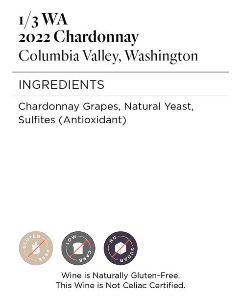 1/3 WA 2022 Chardonnay Columbia Valley, Washington