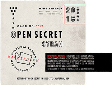 Open Secret 2018 Syrah Columbia Valley, Washington