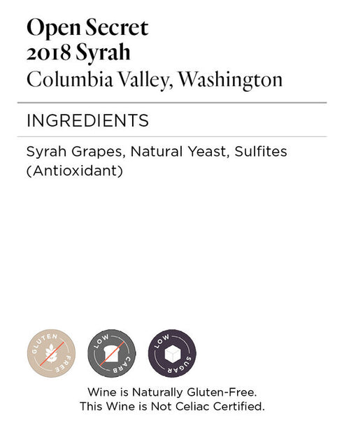 Open Secret 2018 Syrah Columbia Valley, Washington