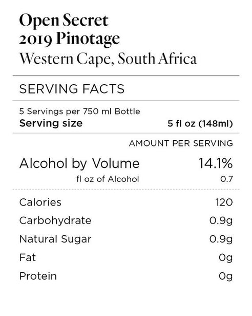 Open Secret 2019 Pinotage Western Cape, South Africa