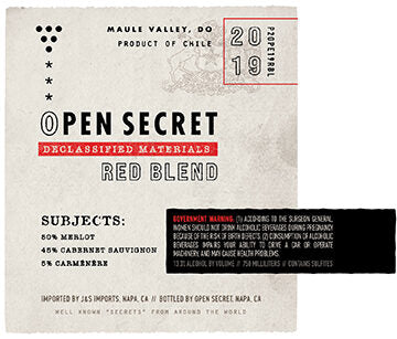 Open Secret 2019 Merlot – Cabernet – Carménère Maule Valley DO, Chile