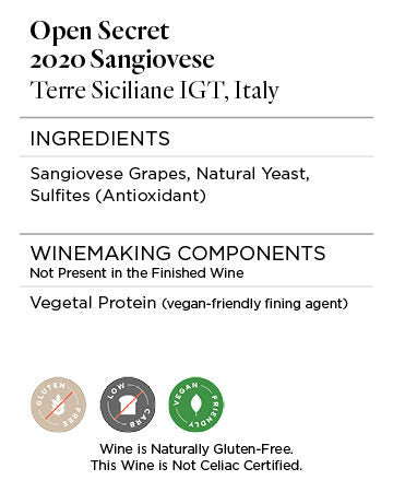 Open Secret 2020 Sangiovese Terre Siciliane IGT, Italy