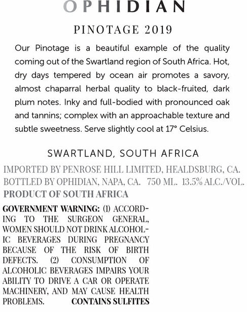 Ophidian 2019 Pinotage Swartland, South Africa