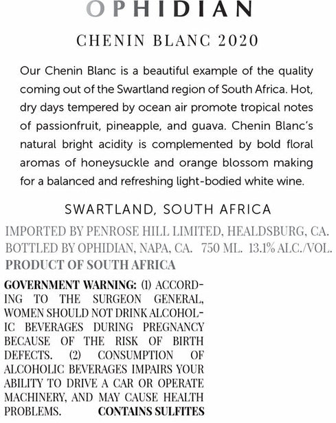 Ophidian 2020 Chenin Blanc Swartland, South Africa