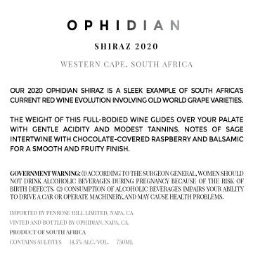 Ophidian 2020 Shiraz Western Cape, South Africa