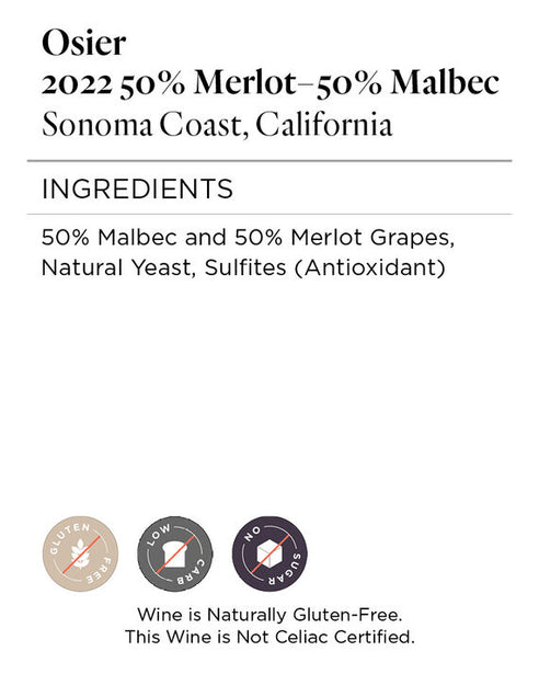 Osier 2022 Merlot – Malbec Sonoma Coast, California
