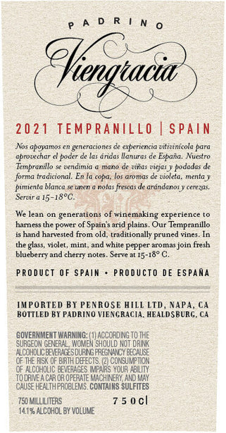 Padrino Viengracia 2021 Tempranillo, Spain