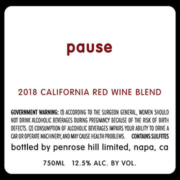 Pause 2018 Red Blend California