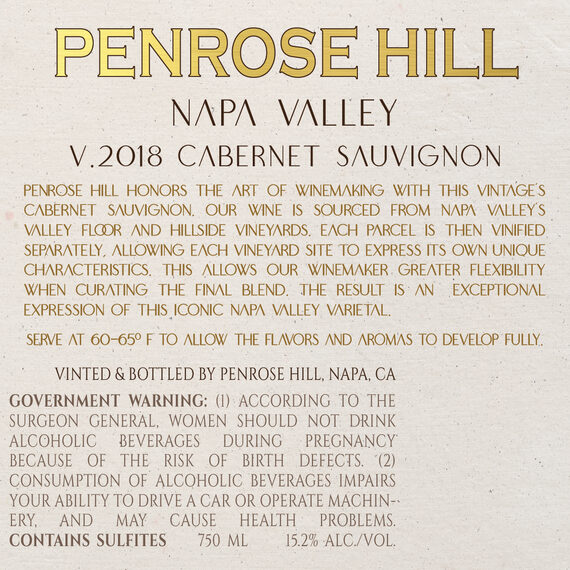 Penrose Hill 2018 Cabernet Sauvignon Napa Valley, California