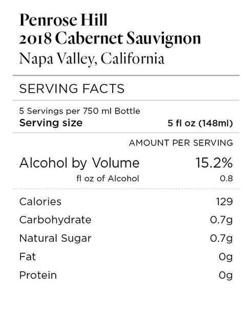 Penrose Hill 2018 Cabernet Sauvignon Napa Valley, California