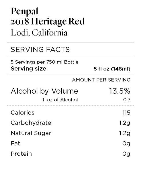 Penpal 2018 Heritage Red Lodi, California