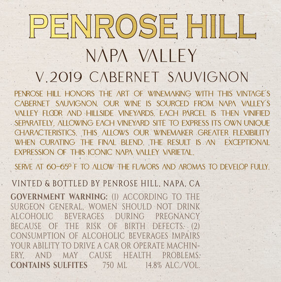 Penrose Hill 2019 Cabernet Sauvignon Napa Valley, California