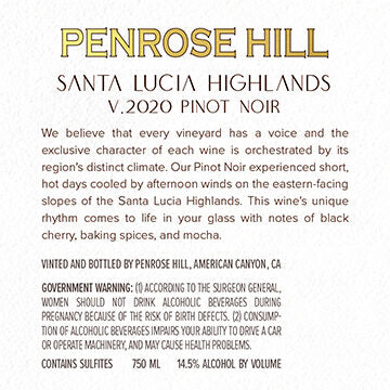 Penrose Hill 2020 Pinot Noir Santa Lucia Highlands, California