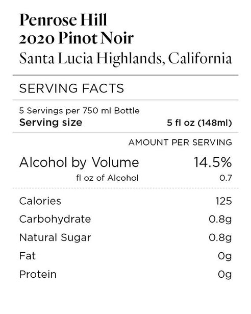 Penrose Hill 2020 Pinot Noir Santa Lucia Highlands, California