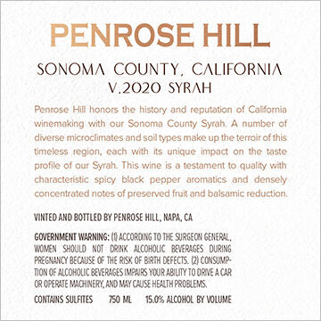 Penrose Hill 2020 Syrah Sonoma County, California