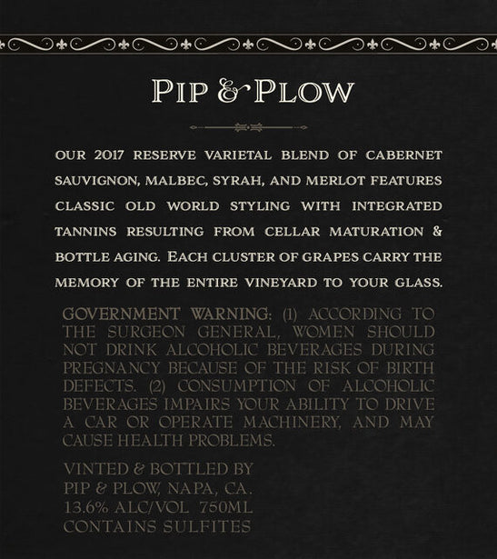 Pip & Plow 2017 Reserve Cabernet Sauvignon – Malbec Columbia Valley, Washington