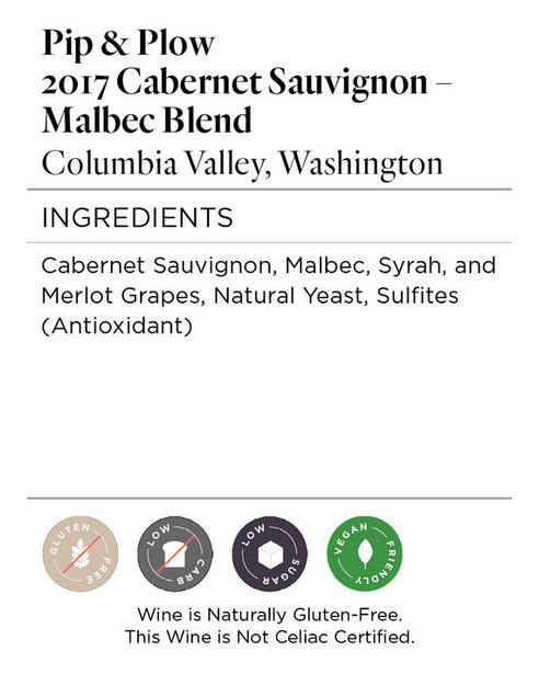 Pip & Plow 2017 Reserve Cabernet Sauvignon – Malbec Columbia Valley, Washington