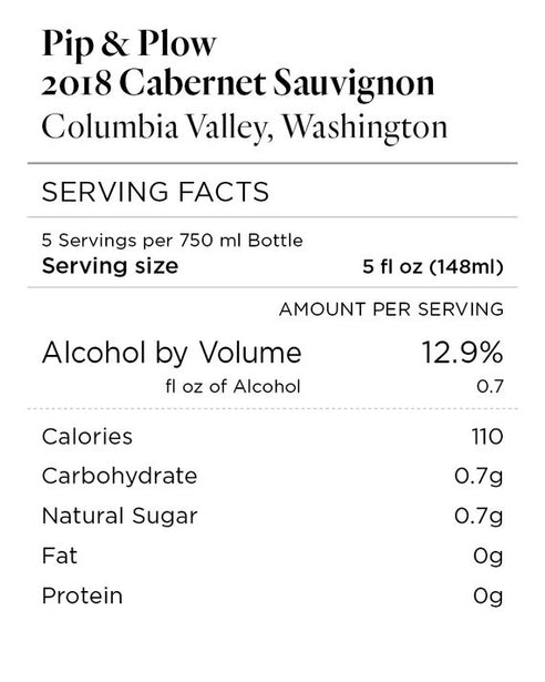 Pip & Plow 2018 Cellar Select Cabernet Sauvignon Columbia Valley, Washington