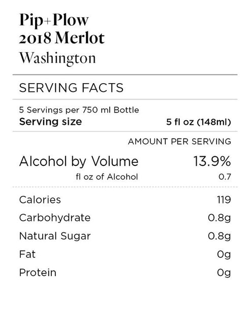 Pip + Plow 2018 Merlot Washington