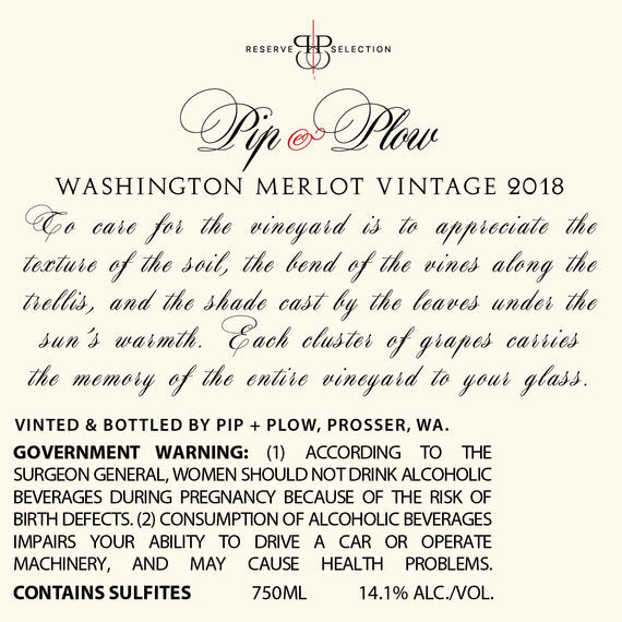 Pip + Plow 2018 Merlot Washington