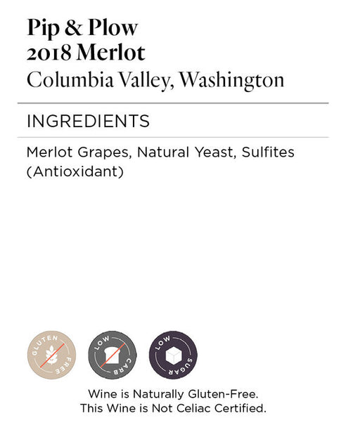 Pip & Plow 2018 Merlot Columbia Valley, Washington