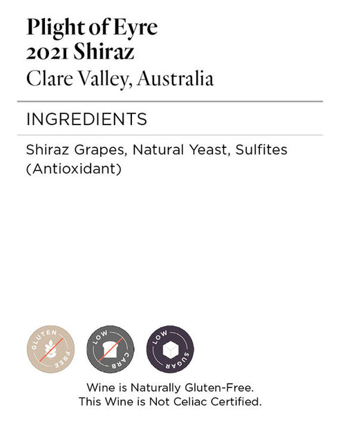 Plight of Eyre 2021 Shiraz Clare Valley, Australia