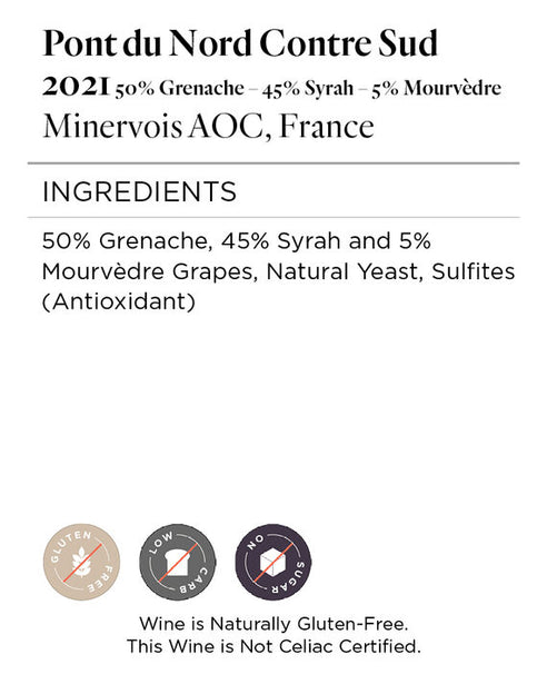 Pont du Nord Contre Sud 2021 Grenache – Syrah – Mourvèdre Minervois AOC, France