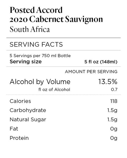 Posted Accord 2020 Cabernet Sauvignon South Africa