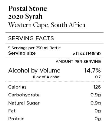 Postal Stone 2020 Syrah Western Cape, South Africa