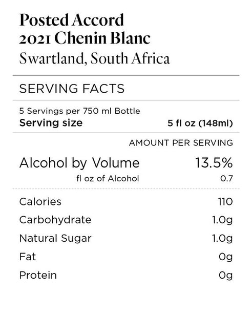 Posted Accord 2021 Chenin Blanc Swartland, South Africa