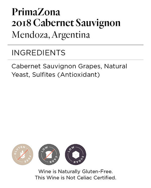 PrimaZona 2018 Cabernet Sauvignon Mendoza, Argentina