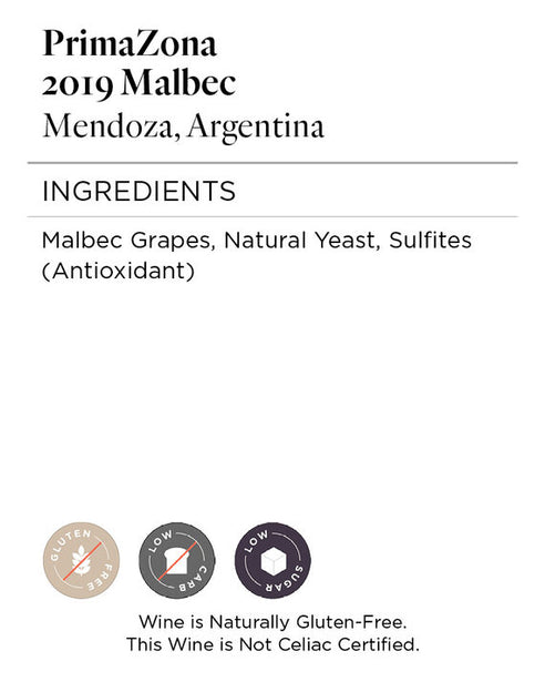 PrimaZona 2019 Malbec Mendoza, Argentina