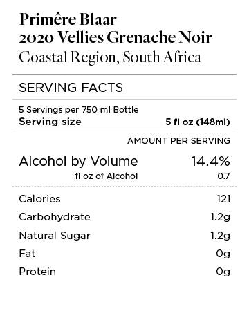 Primêre Blaar 2020 Vellies Grenache Noir Coastal Region, South Africa