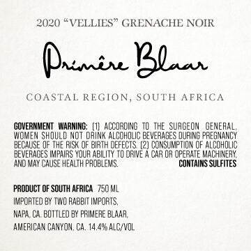 Primêre Blaar 2020 Vellies Grenache Noir Coastal Region, South Africa