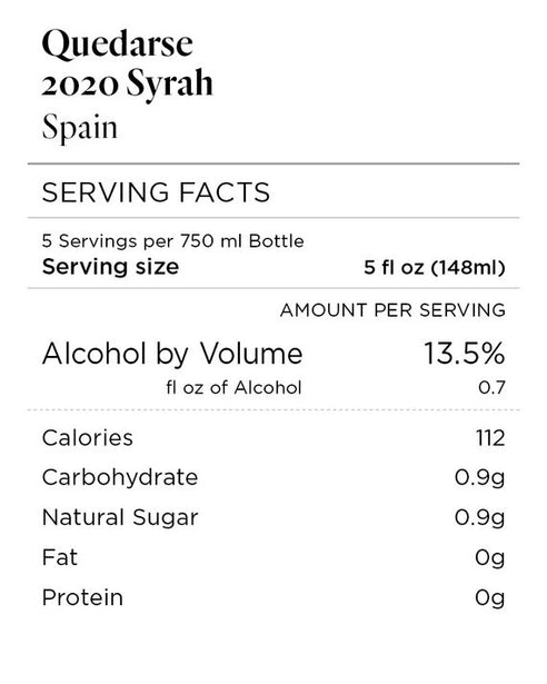 Quedarse 2020 Syrah, Spain