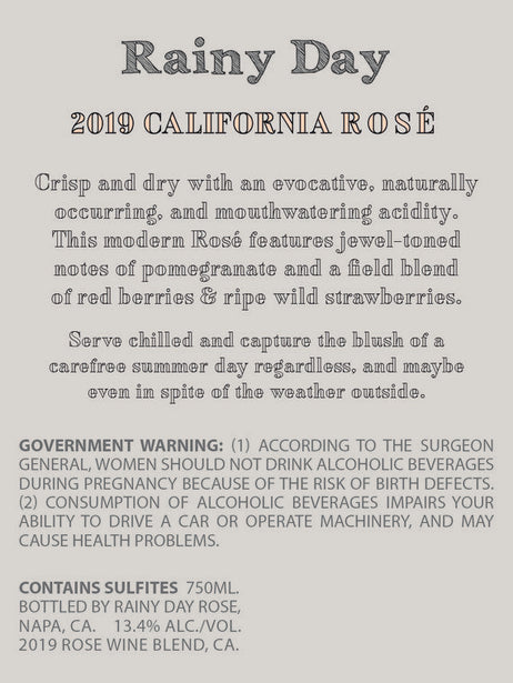 Rainy Day Rosé 2019 Rosé California