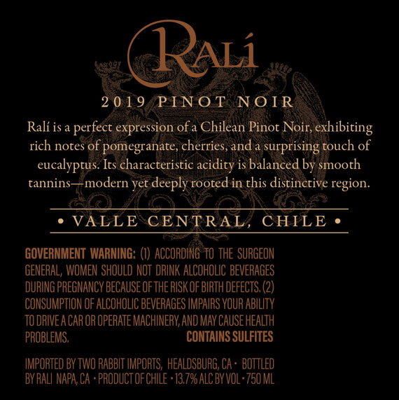 Ralí 2019 Pinot Noir Valle Central, Chile
