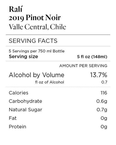 Ralí 2019 Pinot Noir Valle Central, Chile
