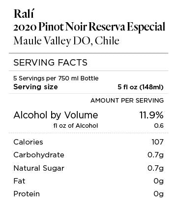 Ralí 2020 Reserva Especial Pinot Noir Maule Valley DO, Chile