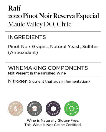 Ralí 2020 Reserva Especial Pinot Noir Maule Valley DO, Chile