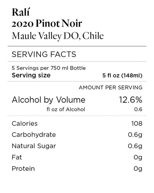 Ralí 2020 Pinot Noir Maule Valley DO, Chile