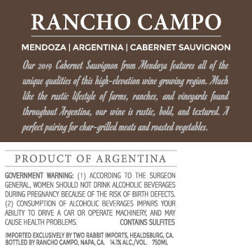 Rancho Campo 2019 Cabernet Sauvignon Mendoza, Argentina