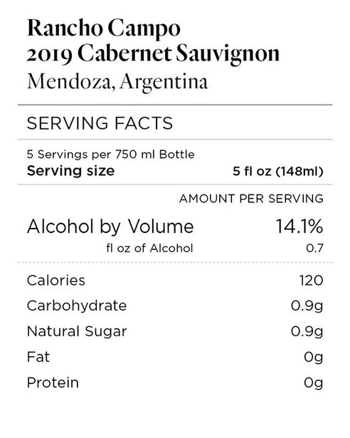 Rancho Campo 2019 Cabernet Sauvignon Mendoza, Argentina