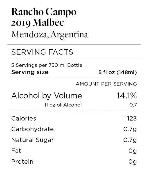 Rancho Campo 2019 Malbec Mendoza, Argentina 