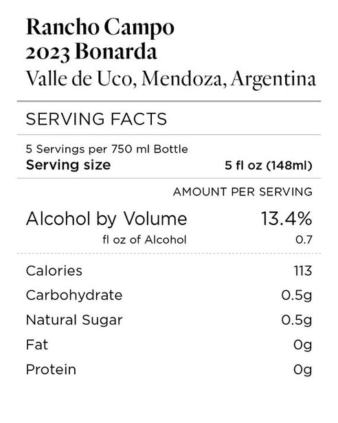 Rancho Campo 2023 Bonarda Valle de Uco, Mendoza, Argentina