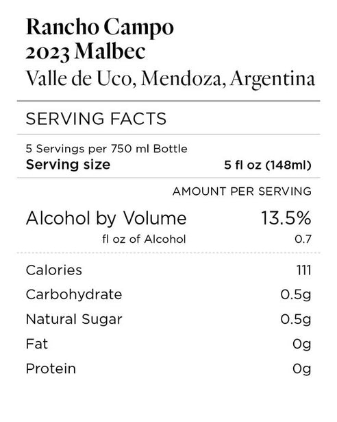 Rancho Campo 2023 Malbec Valle de Uco, Mendoza, Argentina
