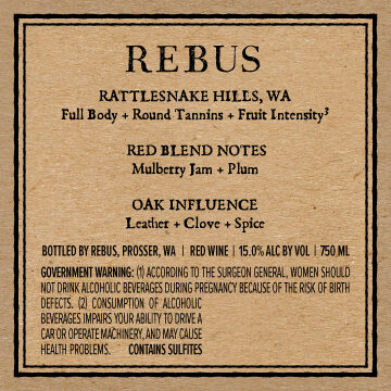 Rebus NV Red Blend Rattlesnake Hills, Washington