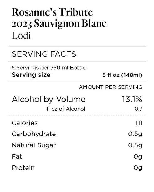 Rosanne's Tribute 2023 Sauvignon Blanc, California